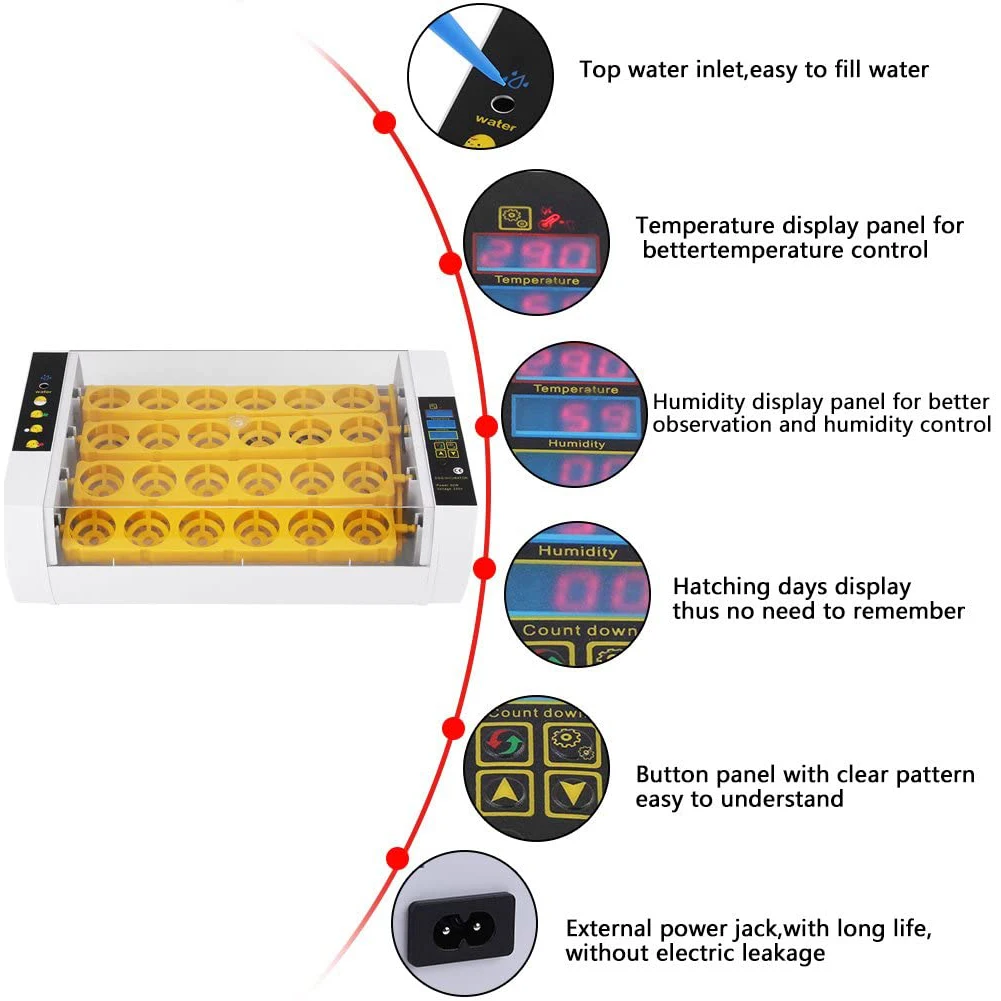 24 яиц инкубатор Контроль температуры фермы топорик Брудер машина автоматическая