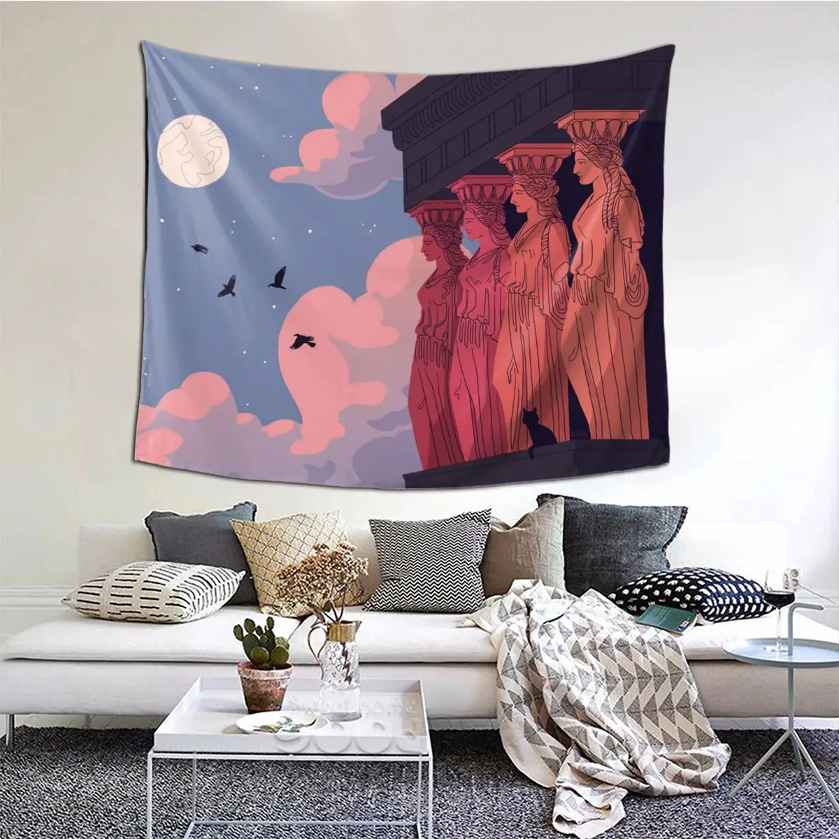 Винтажный гобелен в стиле Афин сумерках большие настенные гобелены Бохо