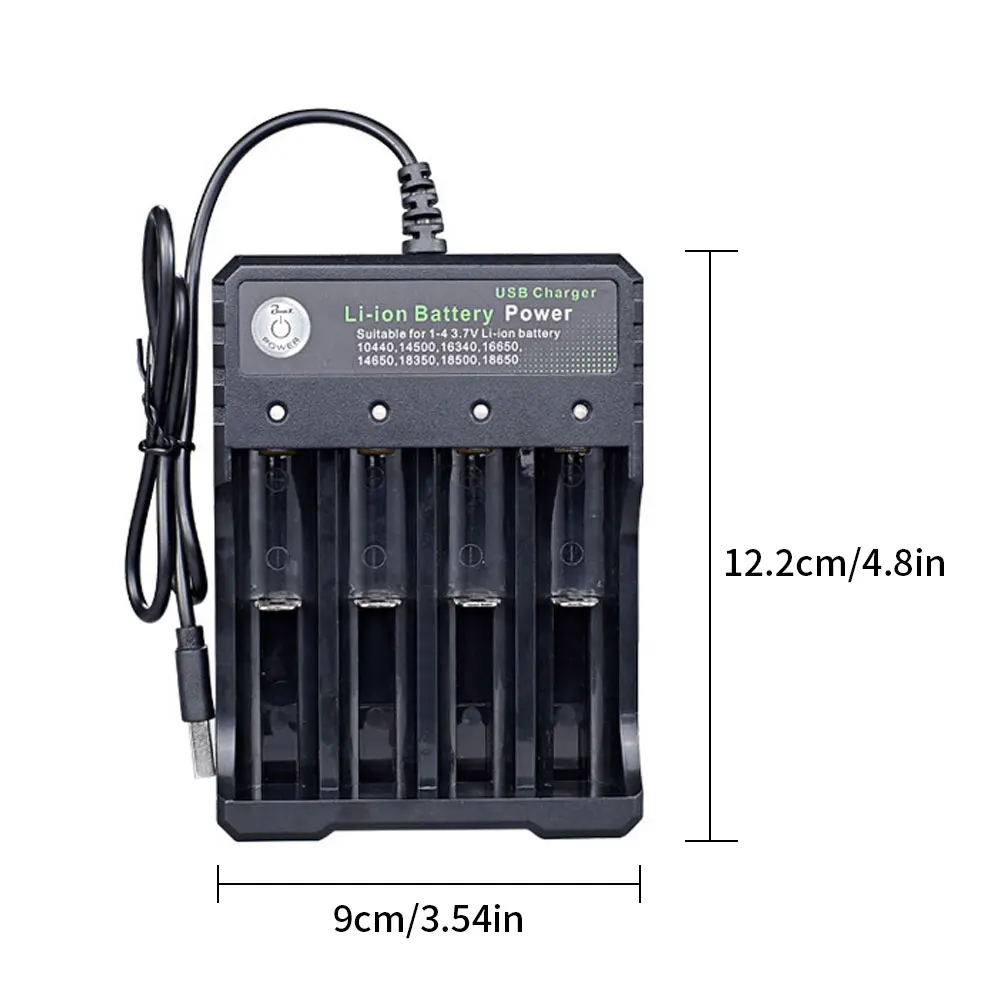 

USB 18650 Battery Charger Black 4 Slots AC 110V 220V Dual For 18650 10440 16340 14500 Charging 3.7V Rechargeable Lithium Battery