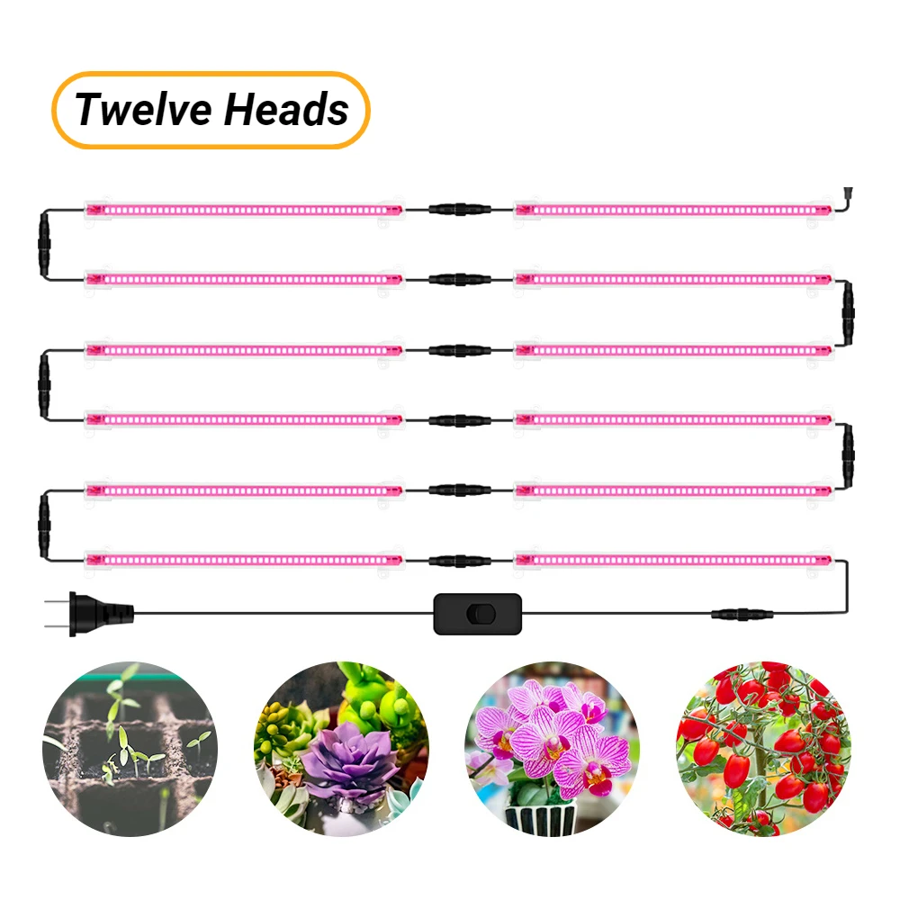 

LED Grow Light Strip 30cm Four/Eight/Twelve Heads For Indoor Flower Rack Plants Growing Sunlight/Pink Purple Full Spectrum Lamp