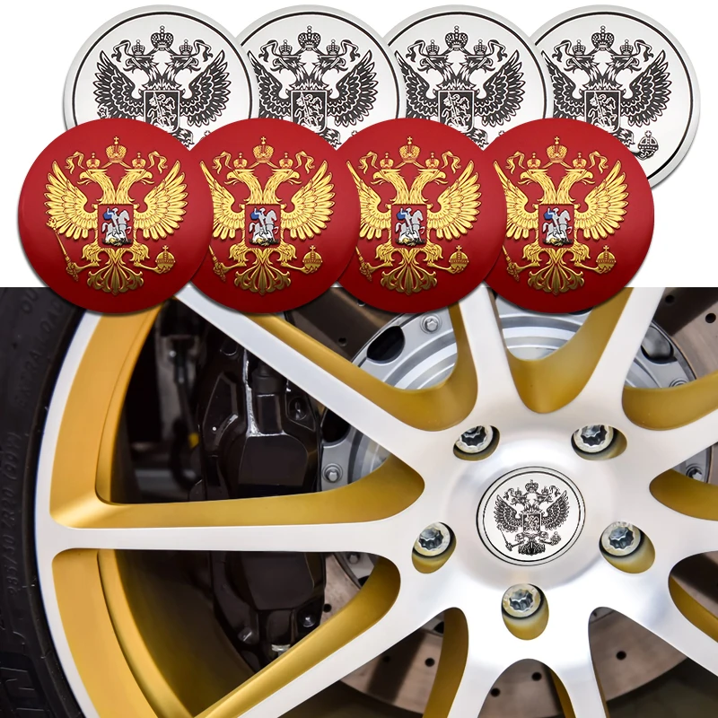 

56mm Car Tire Wheel Center Hubcaps Sticker Russian Federation Eagle Emblem Badge Cover Auto Accessories for Lada Priora Largus
