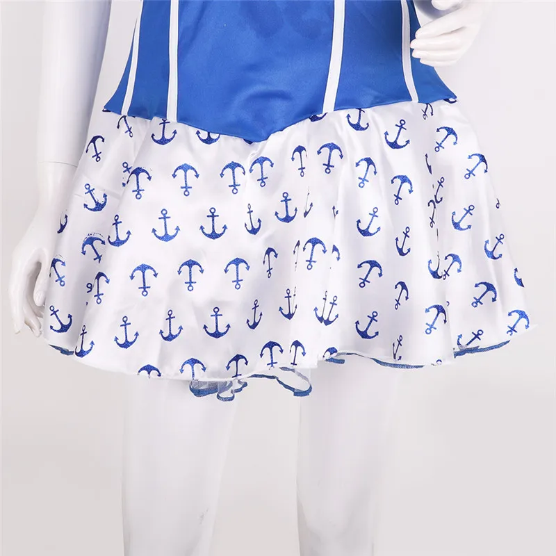 

Women Adult Sailor Navy Costume blue White Sleeveless School Girls Uniform Cosplay Halloween Party Dress