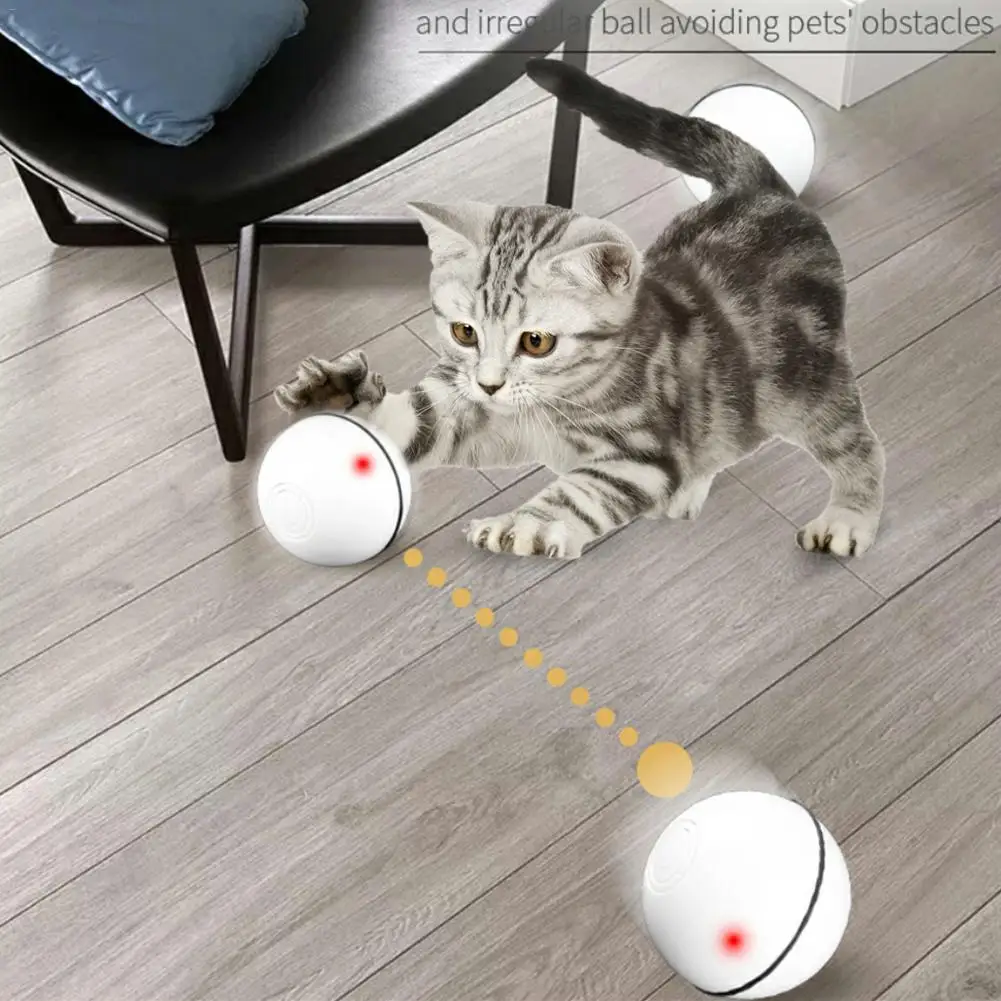 

Brand New Pet Cat Toy LED Luminous USB Charging Smart Cat Toy Automatic Changing Direction Rolling Ball Toy
