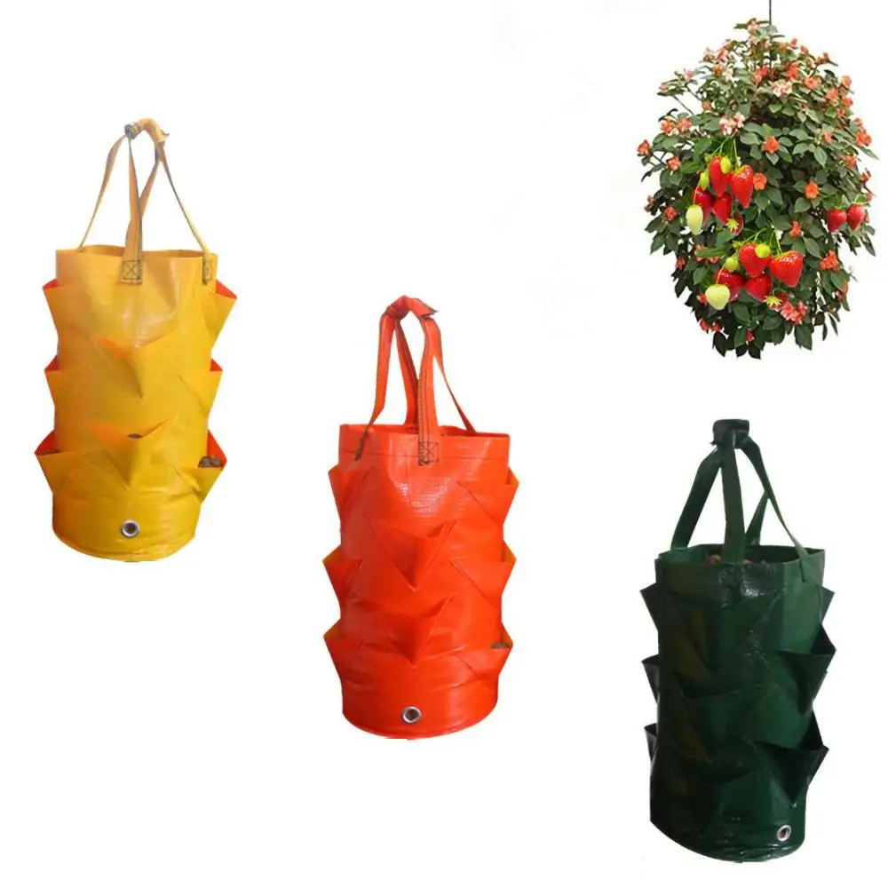 Strawberry Planting Growing Bag 3 Gallons Multi-mouth Container Bags Grow Planter Pouch Root Bonsai Plant Pot L*5 | Дом и сад