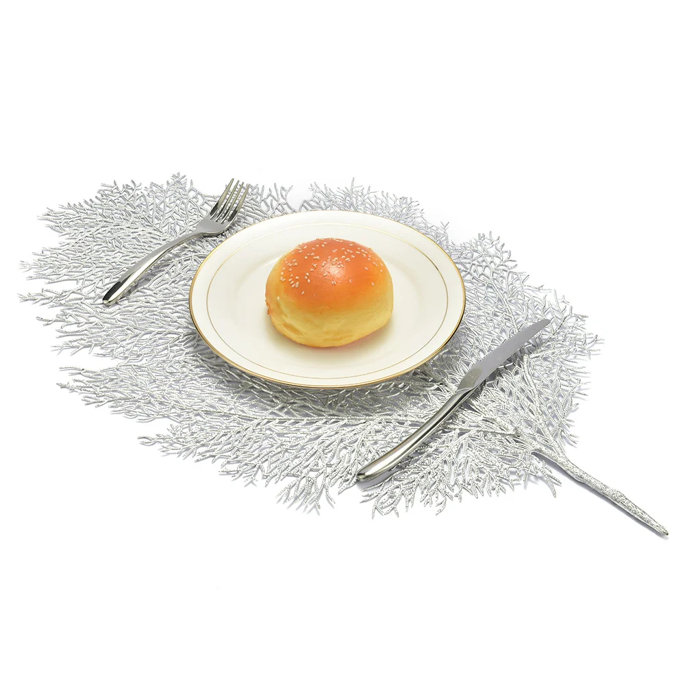 Hollow Leaf Placemat Simulation Plant PVC Cup Coffee Table Mats Creative Tableware Coasters Kitchen Home Decor 56x38cm | Дом и сад