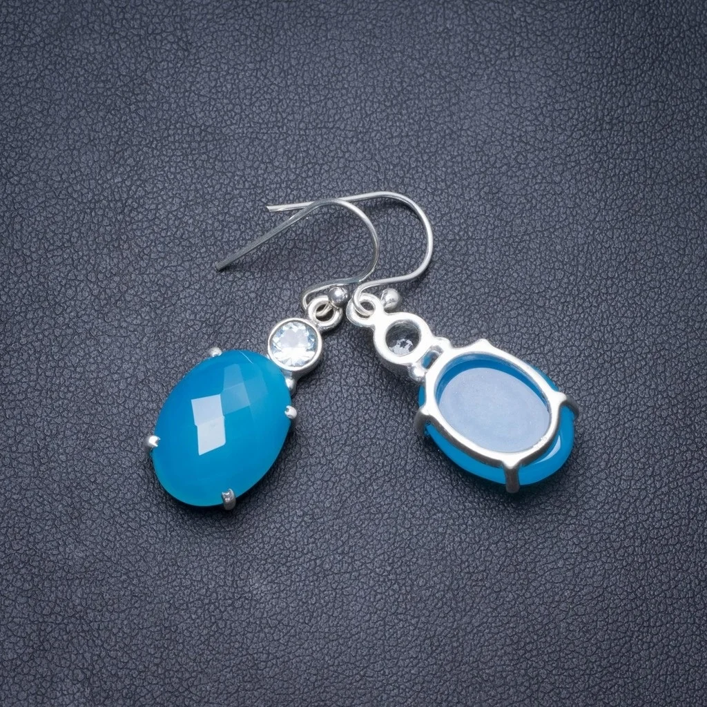 Натуральный цвет радуги лунный камень и голубой топаз ручной работы уникальный