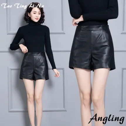 Top brand New 2020 Women Real Genuine Sheep Leather Shorts KS78  high quality