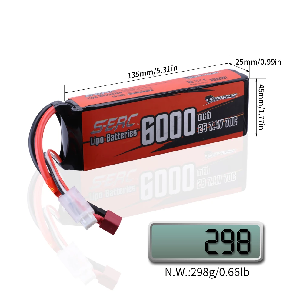 аккумулятор lipo sunpadow 2s 74 в 6000 мач 70c мяг