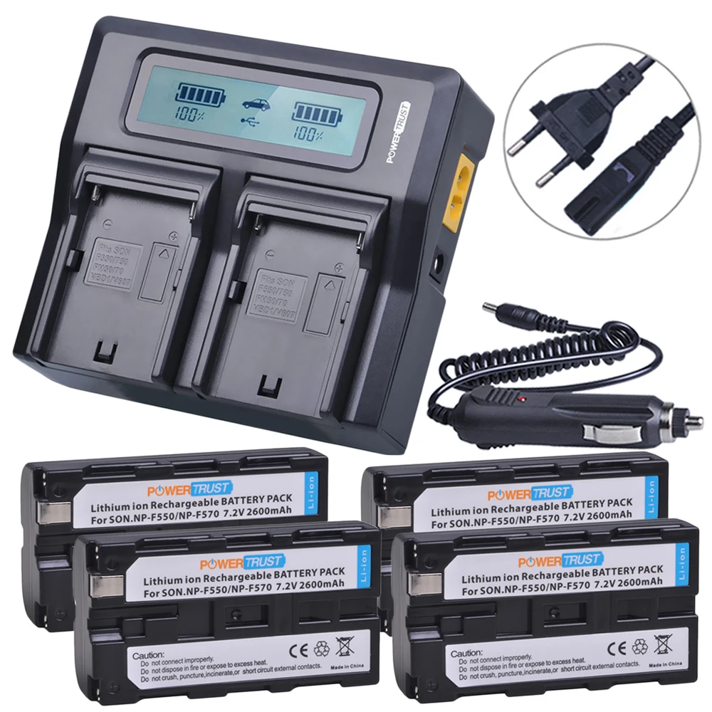 4Battery and LCDRDC 2 шт. 2600 мА/ч, NP-F550 NP-F570 F550 F570 Батарея и быстрой Зарядное устройство для sony NP-F330 NP-F530 NP-F570 NP-F730 NP-F750 Hi-8 - Цвет: 4Battery and LCDRDC