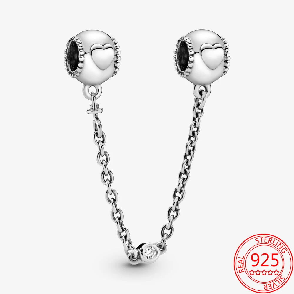 

925 стерлингового серебра Мода тиснением «любящее сердце» безопасносные браслеты из бисера, очаровательный, подрходит к бренд браслет и оже...