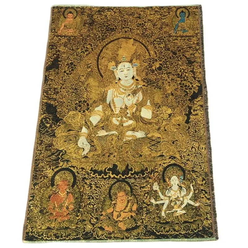 Вышивка тибетская буддистская Белая Тара танкка шелковая вышивка плетение