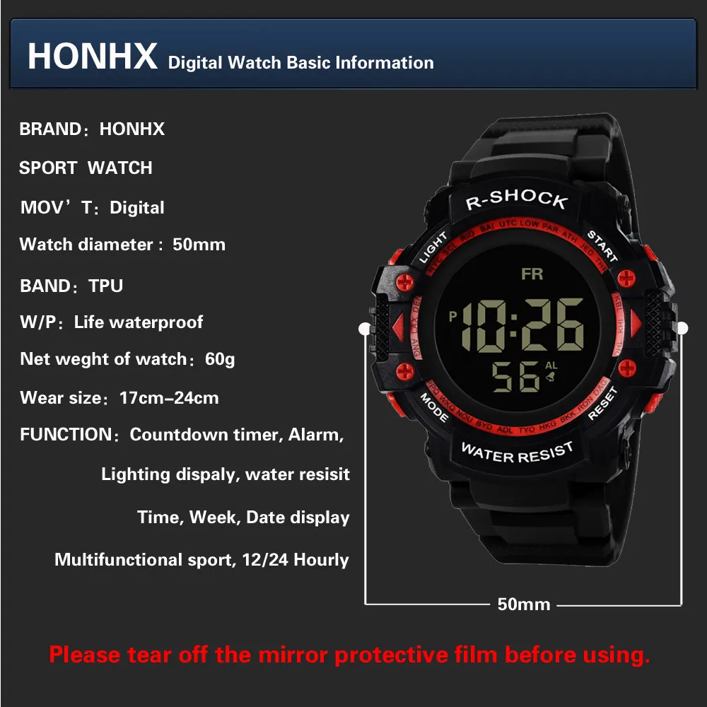 

2021 Sport Watch Men Women Outdoor Digital Watches LED Electronic Wristwatch Military Male Clock Relogio Masculino Digital Watch