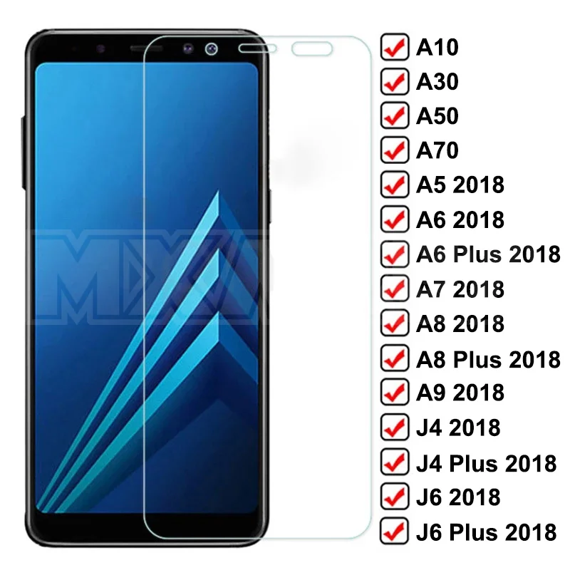 

9D Protective Glass For Samsung Galaxy A6 A8 J4 J6 Plus 2018 J2 J8 A5 A7 A9 2018 Tempered Glass A10 A30 A50 A70 Safety Film Case