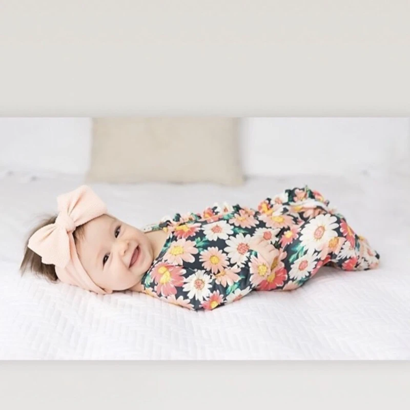 

Newborn Swaddle Wrap Headband Hat Baby Cotton Receiving Blanket Hair Band Cap