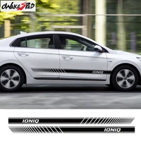 1set vinyl decal both side car sport stripe for hyundai ioniq auto door skirt sticker racing styling exterior accessories