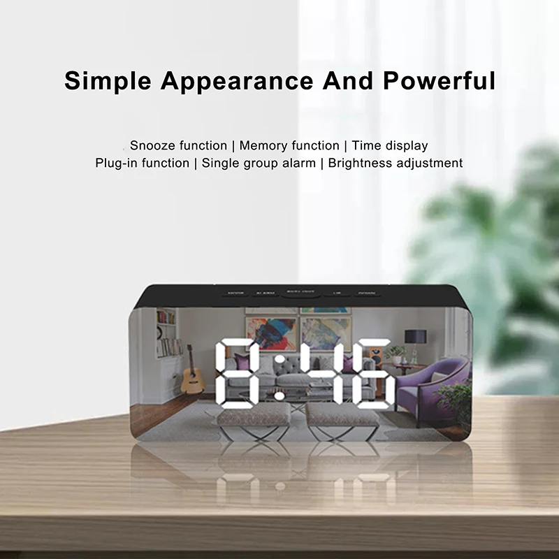 Новый светодиодный зеркальный будильник часы с диммером Повтор Температура