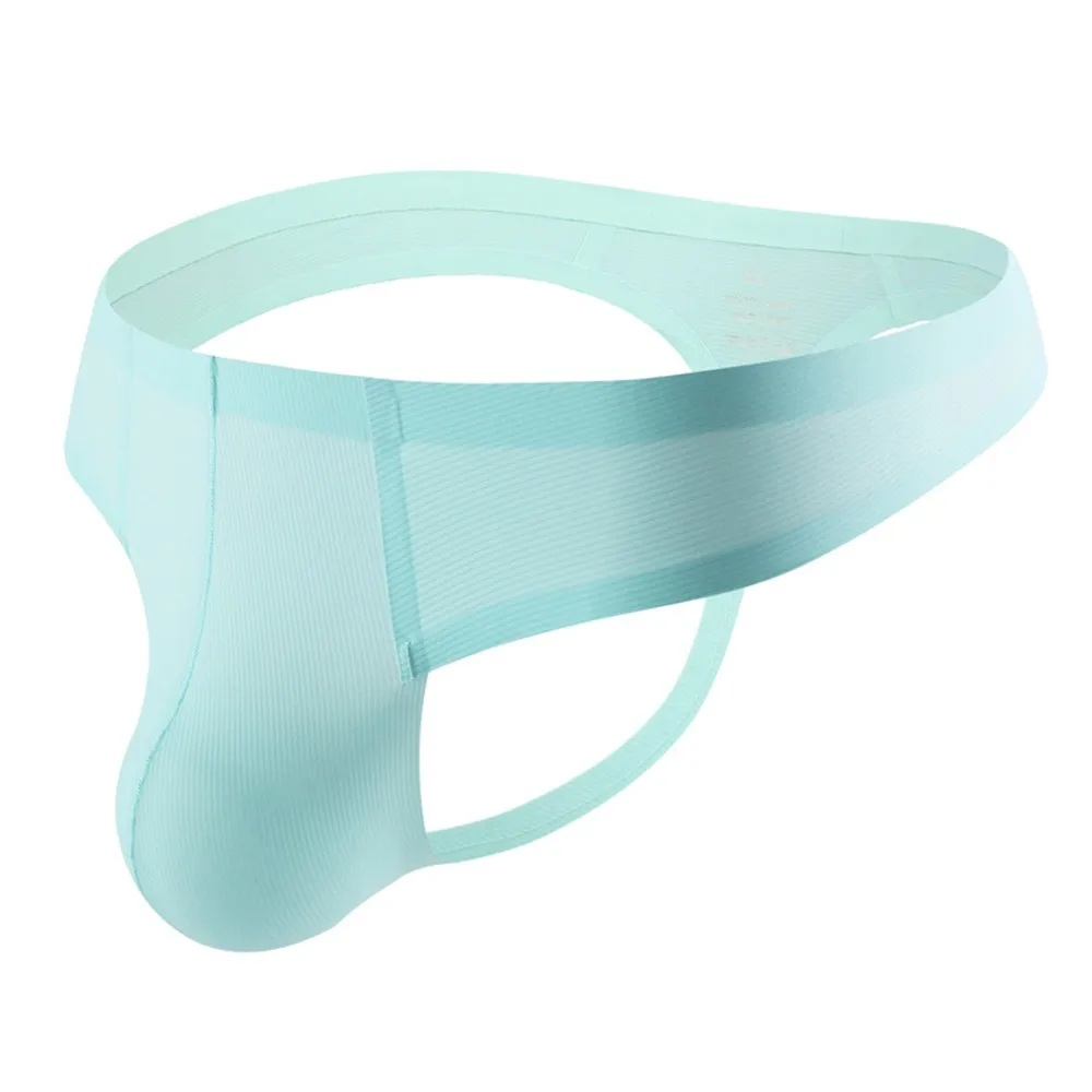 

Бесшовные Мужские брифы из ледяного шелка с карманом, сексуальное нижнее белье, ягодицы, ажурные стринги, эластичные трусы с низкой посадко...