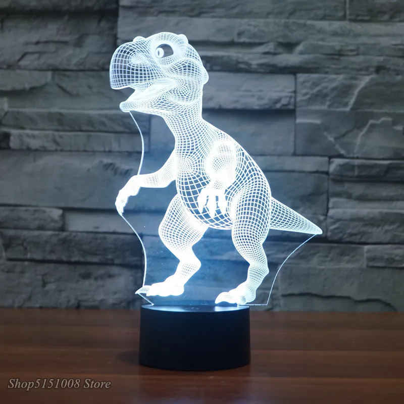 

Modern Creative Dinosaur Night Lights 3D Effect Stereo Touch Remote Control Desk Light Energy Saving LED Acrylic Illusion Lamp