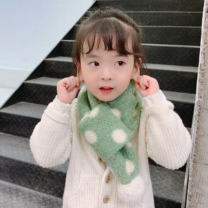 Новинка 2019 милый зимний детский шарф с помпоном теплые шерстяные вязаные шарфы