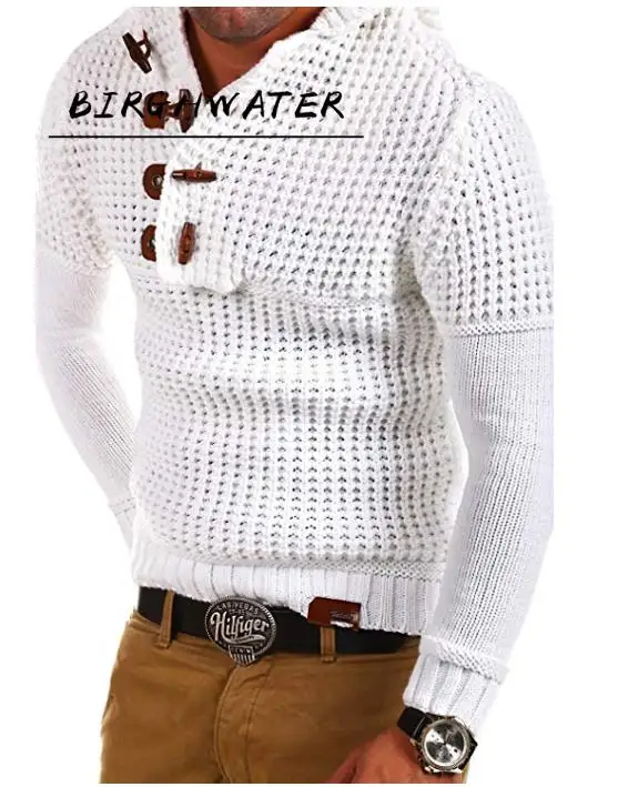 

Мужской зимний свитер с шапкой, мужские толстые пуловеры, теплые свитера с капюшоном, облегающие мужские пуловеры в стиле панк с длинным рук...