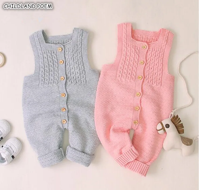 Детский комбинезон осенняя вязаная детская одежда для новорожденных без рукавов