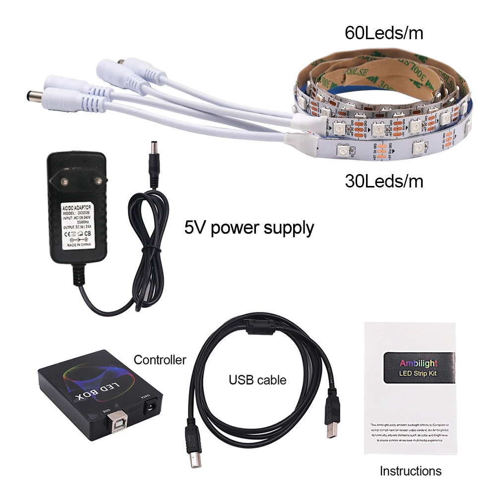 Подсветильник ка WS2812B для телевизора монитора компьютера 5 В 5050 RGB 1-5 м | Освещение