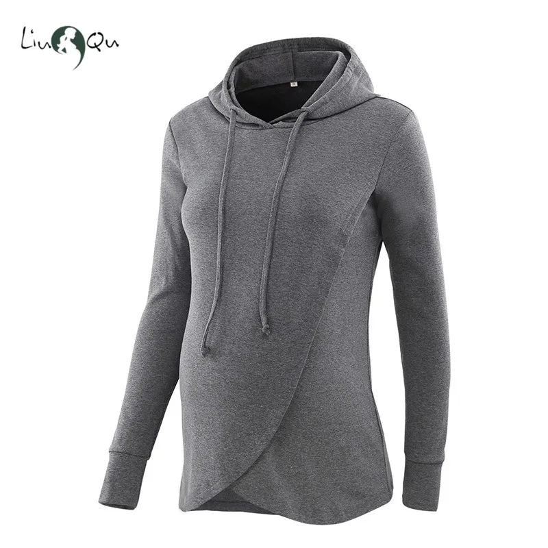 Женская толстовка с капюшоном для беременных длинным рукавом грудного