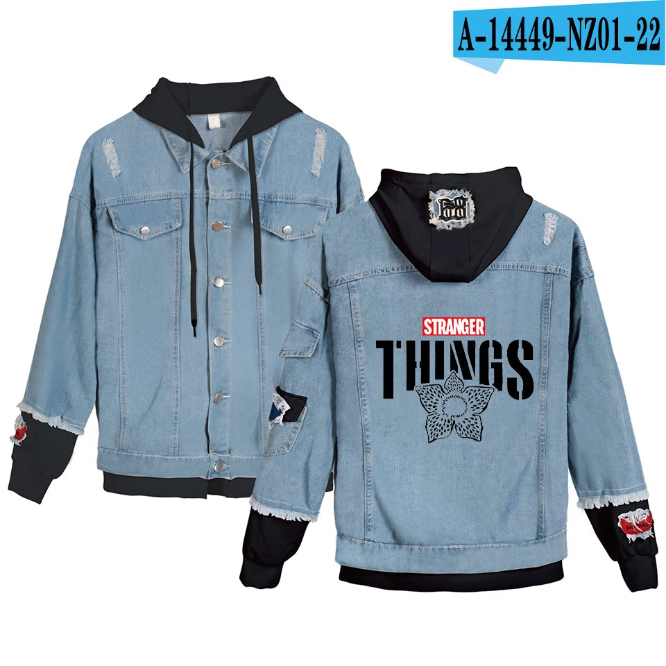 

2021 New Preferential High Quality Stranger Things Hoodies Denim Jacket Men/Women Sweatshirt Stranger Things Boy/Girl Pullovers
