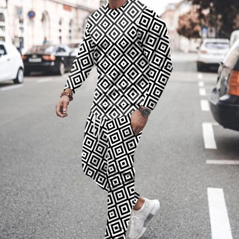 

Black 3D Animation Men's Clothing Sets Long Sleeve T-shirt Tracksuit Suit Casual Hoodie Jogging Sweatshirt Fashion Plus Size