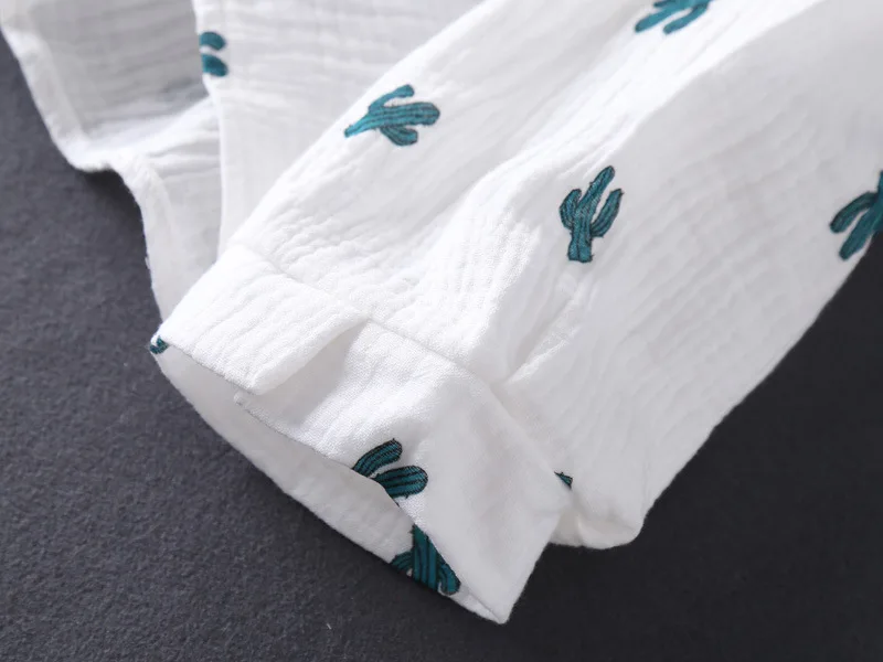 Женская Хлопковая пижама стирающаяся в воде Пижама длинные брюки с коротким