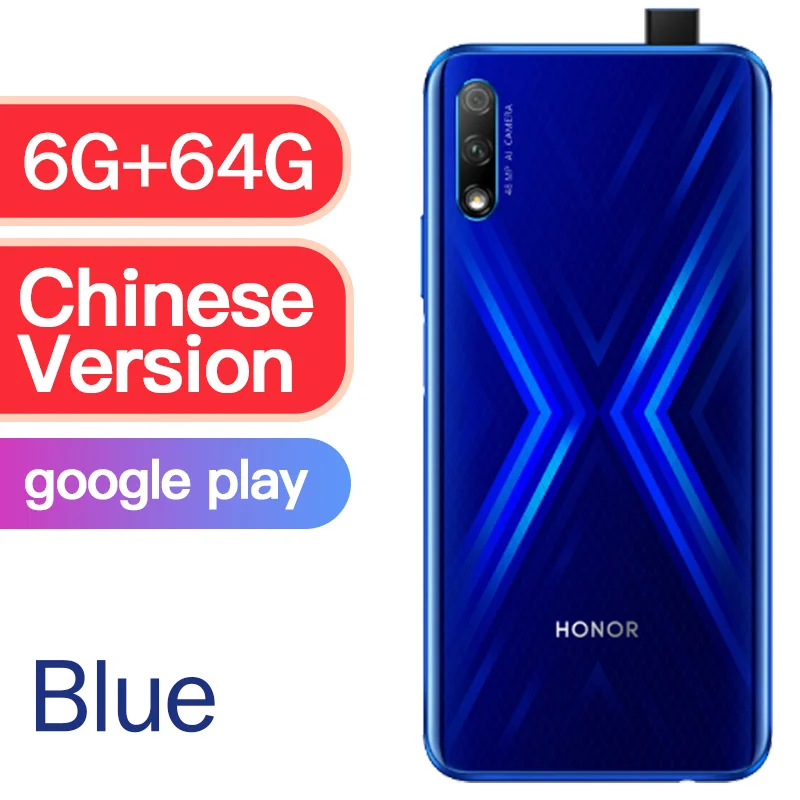 CN 6G 64G Blue honor 9x Kirin 810 4000 мАч супер срок службы батареи 48 миллионов ультра четкая ночная съемка 6,59 дюймов Лифт полный экран - Цвет: CN 6G 64G Blue