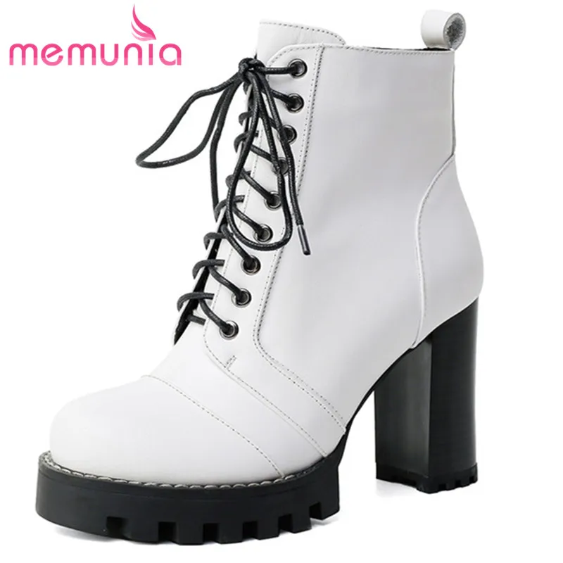 

Женские ботинки на платформе и высоком каблуке, из натуральной кожи