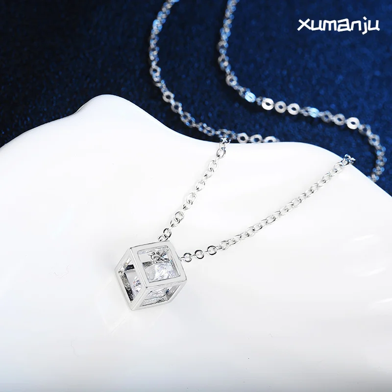 

Necklaces Love Cube Diamond Korean Necklaces Jewelry Zircon Crystal Pendant Fashion Personality Women's Clavicle Chain Wholesale