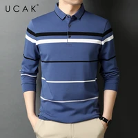 ucak brand classic long sleeve cotton t shirt homme spring autumn new tops streetwear turn down collar tshirt men clothes u5654