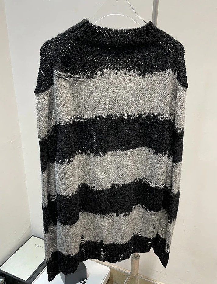 Женский свитер 2021 осень зима новый скандинавский Свободный Полосатый пуловер с