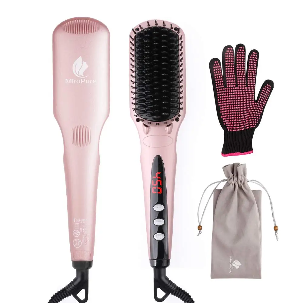 

2-in-1 Ionic Enhanced Hair Straightener Brush Professional Irons Straight Hair brush Hair Straightener Curler styling tool