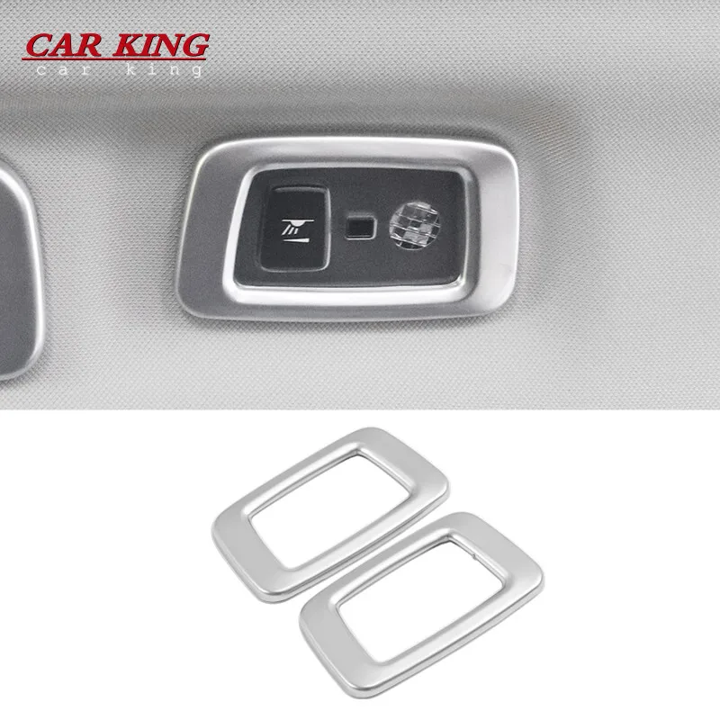 For Volvo XC60 2018 2019 2020 ABS Chrome Car Roof Rear Reading Light Decorative Frame Hollow Cover Trim Sticker Accessories 2pcs