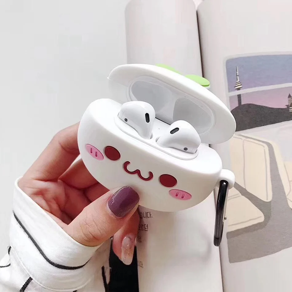 Для AirPods 2 Чехол, силиконовый, милый, 3D, вишневый, мороженое, чехол для наушников, для Airpods, крышка для наушников, кольцо для ключей, ремешок для Air pods