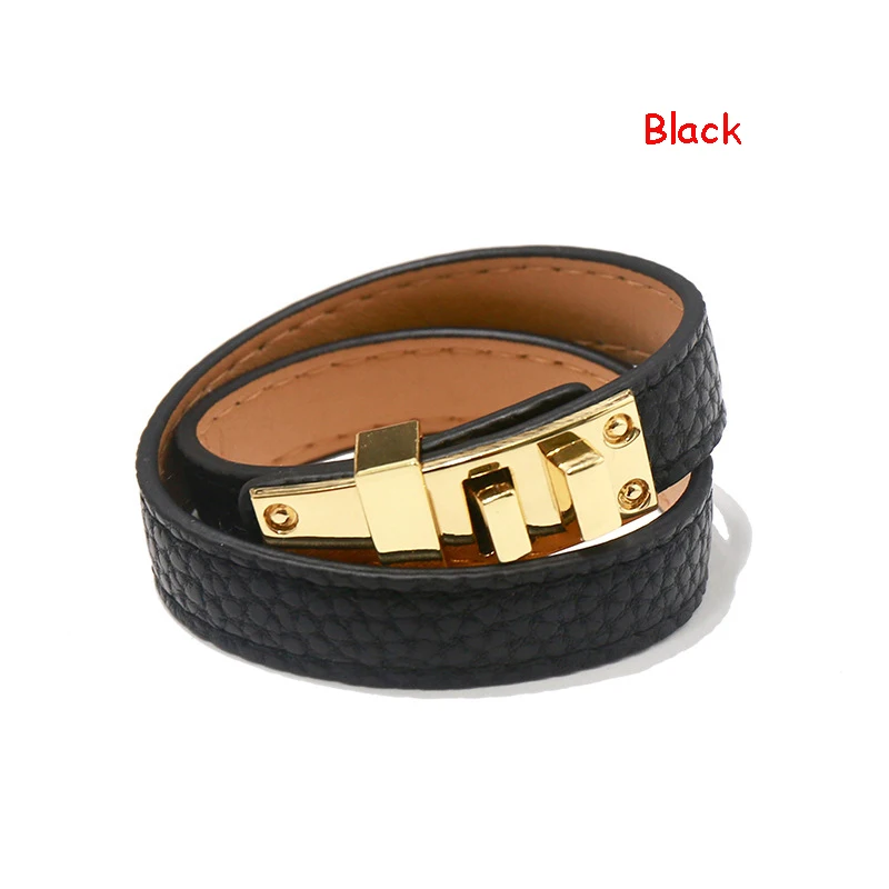 PU Women Bracelet Candy Color Double Layer Punk Style Leather &Bangle Suited Wrist About 17cm Drop shipping | Украшения и