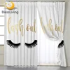 BlessLiving Eyelash Print Window Curtains Gold White Living Room Curtains Girls Cute Eyes Bedroom Accessories Curtain With Hooks 1