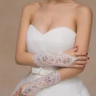 Романтические женские белые кружевные свадебные перчатки Стразы без пальцев Свадебные аксессуары Свадебные подарки