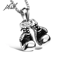 jhsl male men statement boxing glove necklace pendants stainless steel black silver gold color fashion jewelry dropship gx1095
