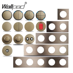 Wallpad L6, сделай сам, 1, 2, 3, 4 набора, промежуточный шаг, DP, 2P, переключатель, коричневый, алюминиевая каркасная панель, Бесплатная комбинация