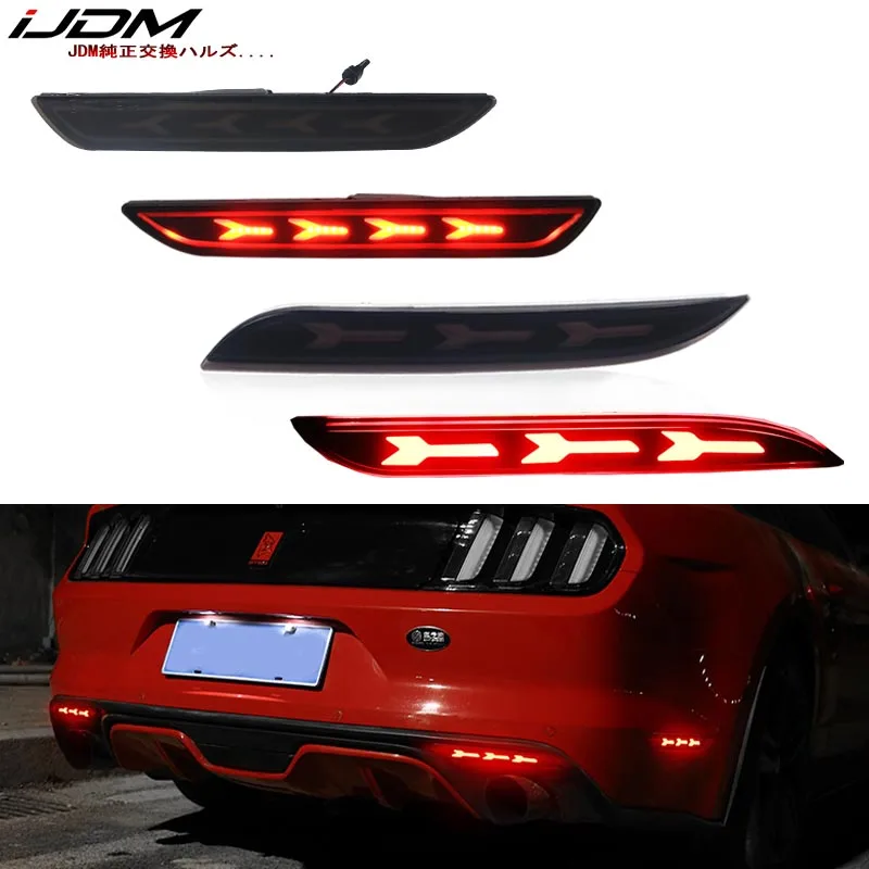 IJDM Автомобильные светодиодные лампы для 15-17 Ford Mustang бампер отражатели огни и задние боковые габаритные огни, задние/Тормозные или задние противотуманные фары сигнал поворота