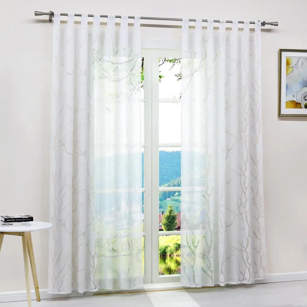 Пасторальное окно занавеска ветка вуаль панель полиэстер тканая для гостиной