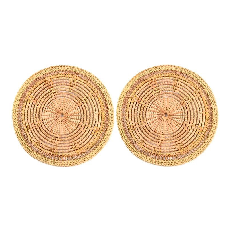 

2 Pcs Handmade Rattan Placemat,Round Placemat,Rattan Decoration,Wicker Placemat,for Dining Table,Wedding,Party,BBQ,Etc