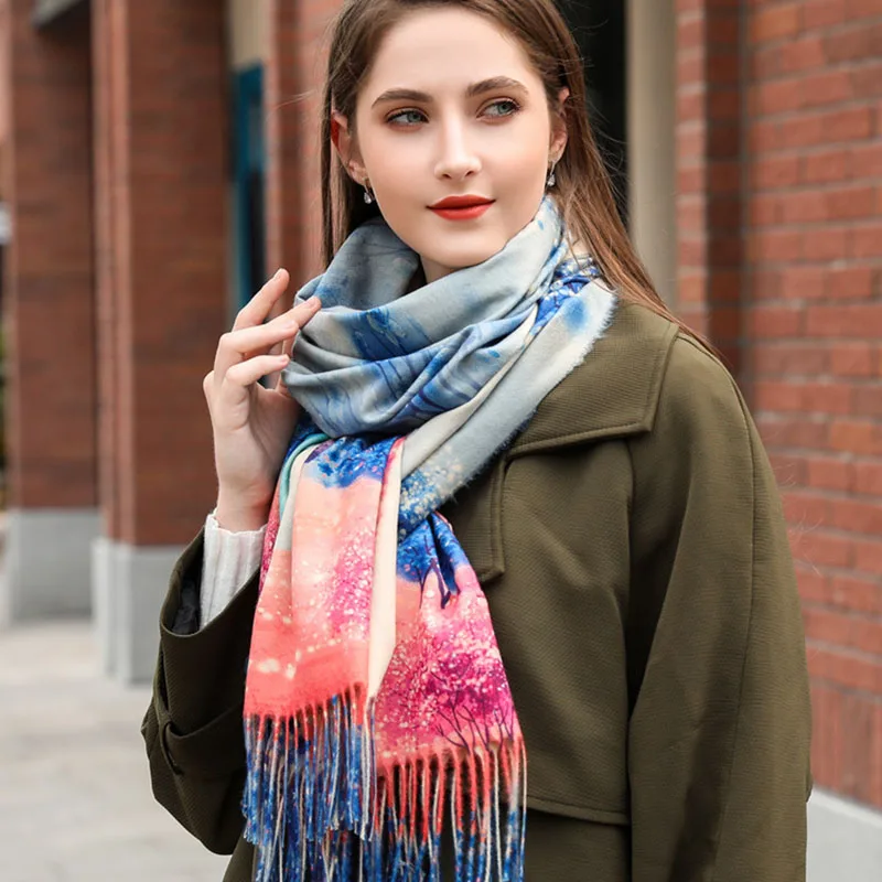 Новинка 2019 Роскошный дизайнерский женский зимний кашемировый шарф шаль Цифровая