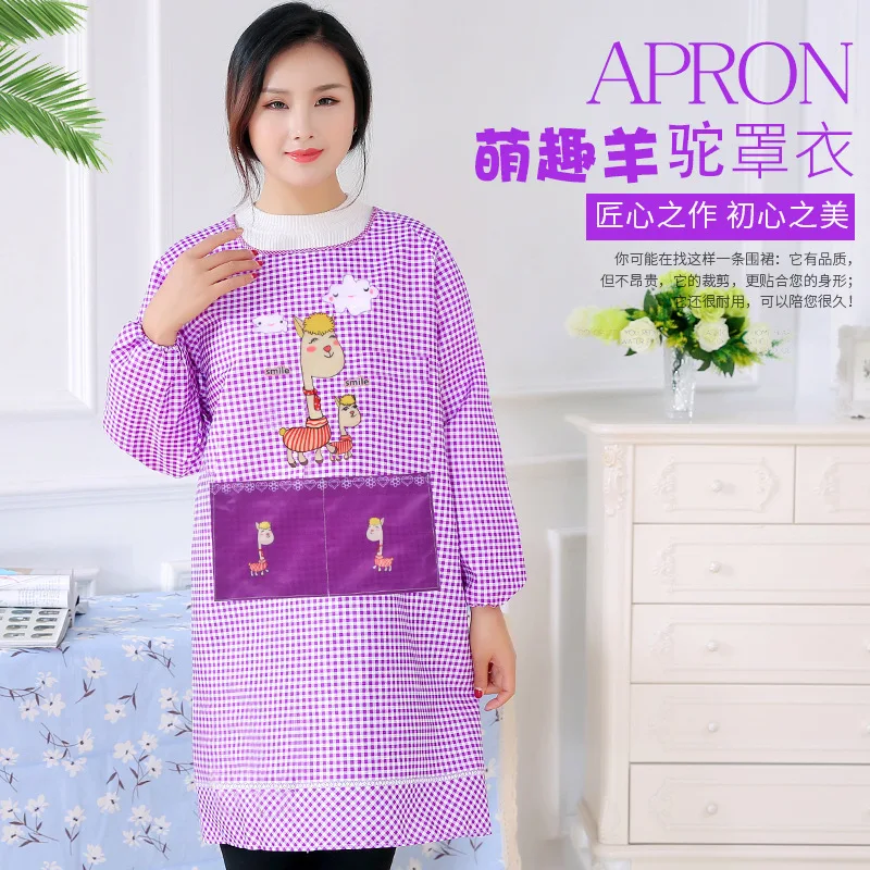 Мультяшные Альпака для взрослых пыленепроницаемые длинные домашние фартуки