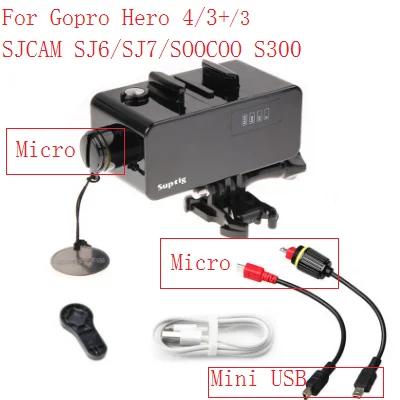 Gopro 3 4 power Suptig для GoPro Hero 3/4/5/6/7 5200 мА/ч, Водонепроницаемый Мощность банк Батарея Зарядное устройство Водонепроницаемый чехол Камера зарядки Shell/короб - Цвет: Gopro 3 4 power