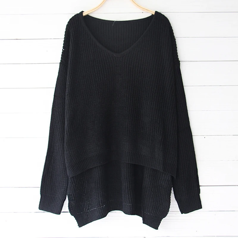 U-SWEAR 2020 New Fashion Winter Causal Loose Women Sweaters Deep V-neck Full Sleeve High Low Knitted Pullovers Solid Color Tops | Женская
